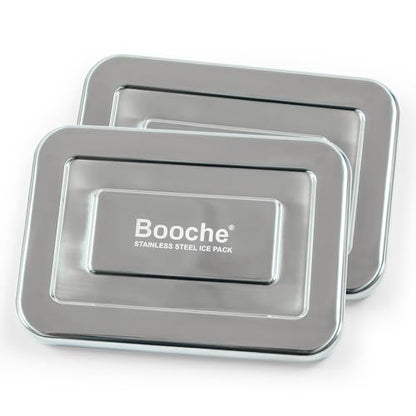 Stainless Steel Ice & Food Storage Container, Rapid-Freeze Long-Lasting Food-Safe Freezer Box, Reusable Cold Pack for Lunch Boxes, Picnics, Camping, Fishing (2)