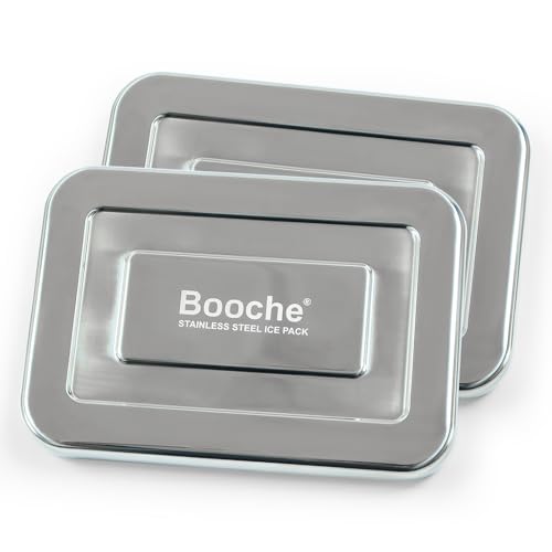 Booche Stainless steel ice pack for Lunch Boxes – Quick Freeze Reusable Cooling Pack, ice packs for lunch boxes long lasting for Cooler, Picnic, Camping, Hiking, Beach, Slim Lightweight Design(2)