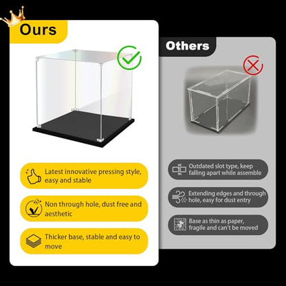 KOLIPI Acrylic Display Case for Collectibles, Clear Display Box 6x6x10 in | Plexiglass Box for Lego Figures Dolls Models, Dustproof Protection, Stable and Stackable, Assembly Required - size: 6x6x10 inches