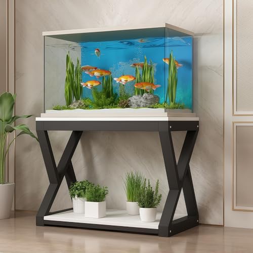 Two-tier Aquarium Stand,Minimalist Aquarium Table,Unique Design,High Load Capacity, Easy To Install, Ideal For Home Use(Black,19.6x19.6in) - color: Black, size: 19.6x19.6in