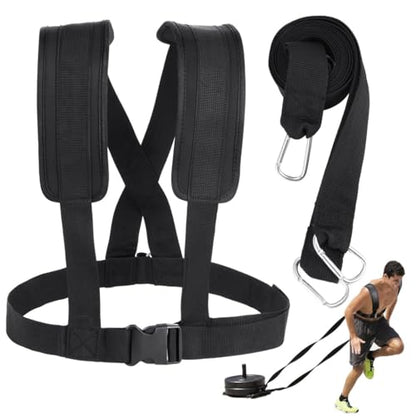 Resistance Drag Harness with Shoulder Padding and Pulling Belt, Football Running Trainer, Speed Sled Workout Kit, Tire Pull Equipment for Athletes