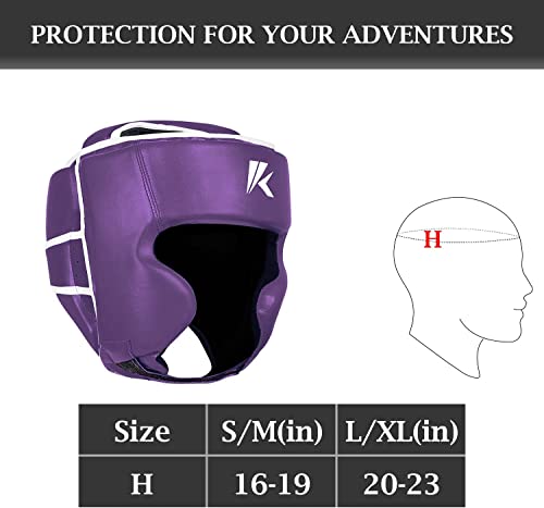 Kruzak Unisex Boxing Headgears - MMA Training, Adjustable Padded, Kara,Muay Thai Headgear, Kickboxing, Sparring, Martial Arts, Karate, Taekwondo MMA Body Equipment - color: Purple, size: Small-Medium