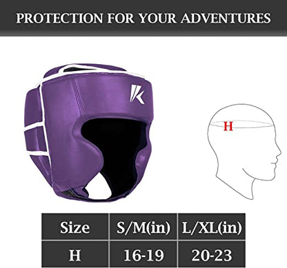 Kruzak Unisex Boxing Headgears - MMA Training, Adjustable Padded, Kara,Muay Thai Headgear, Kickboxing, Sparring, Martial Arts, Karate, Taekwondo MMA Body Equipment - color: Purple, size: Small-Medium