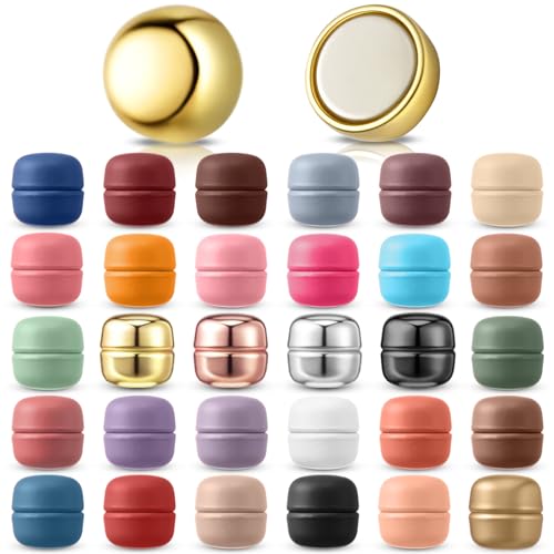 Janinka 30 Pairs Strong Hijab Magnets Pins for Women No-snag Multi-use Hijab Magnetic Buttons Bulk Colorful Pinless Magnetic Clasp for Hijabs Scarf Veil Clothes Dress