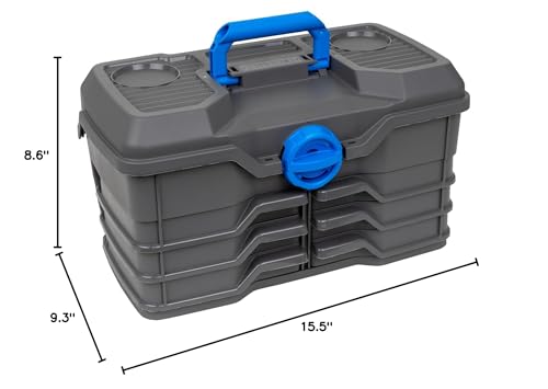 Flambeau Outdoors 660NGAK Next Gen 6/0 Large Fishing Tackle Box - 6 Pivot Trays, 32 Compartments, Includes 25-piece Tackle Kit, Fishing Tackle and Gear Storage, Fishing Lure Organizer, Dark Gray