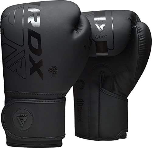 RDX Boxing Gloves, Pro Training Sparring, Maya Hide Leather, Muay Thai MMA Kickboxing, Men Women Adult, Heavy Punching Bag Focus Mitts Pads Workout, Ventilated Palm, Multi Layered, 8 10 12 14 16 18 Oz - color: BLACK, size: 12 OZ