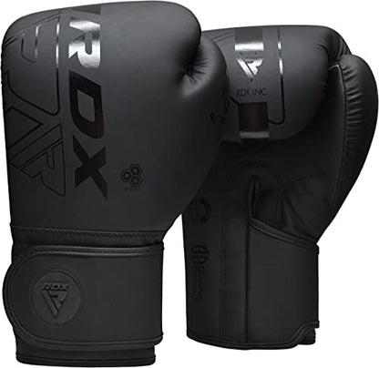 RDX Boxing Gloves, Pro Training Sparring, Maya Hide Leather, Muay Thai MMA Kickboxing, Men Women Adult, Heavy Punching Bag Focus Mitts Pads Workout, Ventilated Palm, Multi Layered, 8 10 12 14 16 18 Oz - color: BLACK, size: 8 OZ