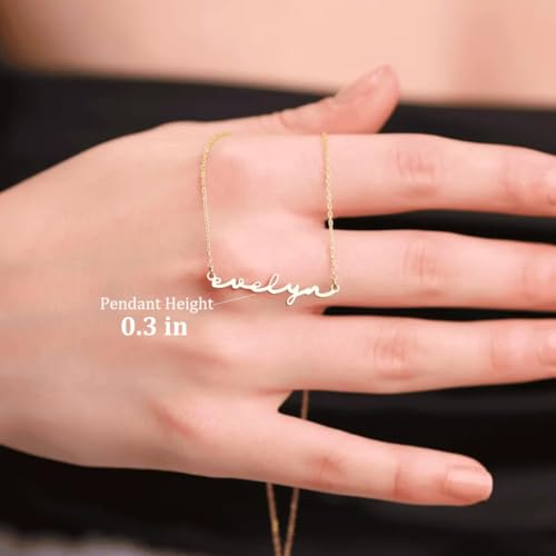 DayOfShe Custom Tiny Name Necklaces for Wedding Bridesmaid Gifts Best Friend Birthday Gifts, 18K Gold Plated Dainty Name Necklace Personalized Christmas Jewelry Gifts - color: Tiny Name Style