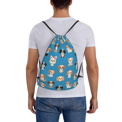 Drawstring String Bag Cute Puppy Dog, W ater Resistant Polyester Sackpack for Travel and Party Favor - color: Pattern (365)