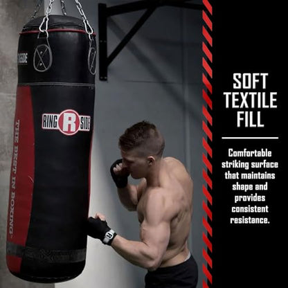Ringside Large Leather Heavy Bag, Punching Bag for Boxing Training and Workout, Includes Heavy Bag Chain and Swivel - size: 130 lbs