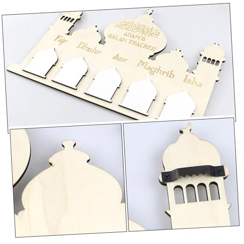 LALAFINA Ramadan Wooden Countdown Calendar Eid Mubarak Wall Hanging Decor for Home Festive Castle Design for Celebrating Ramadan and Eid Festivals