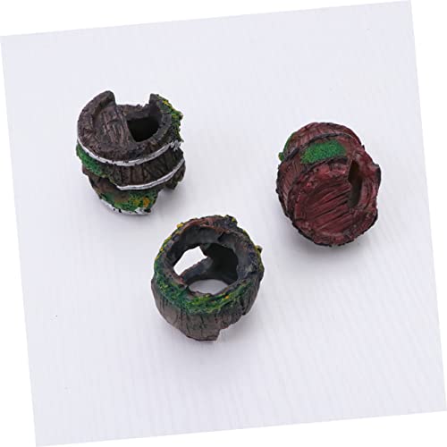 Yardwe Aquarium Landscape Ornament 3pcs Mini Barrel Decor Realistic Fish Tank Decor Easy Cleaning and Safe for