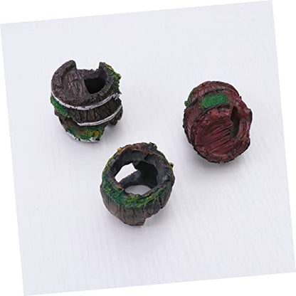 Yardwe Aquarium Landscape Ornament 3pcs Mini Barrel Decor Realistic Fish Tank Decor Easy Cleaning and Safe for