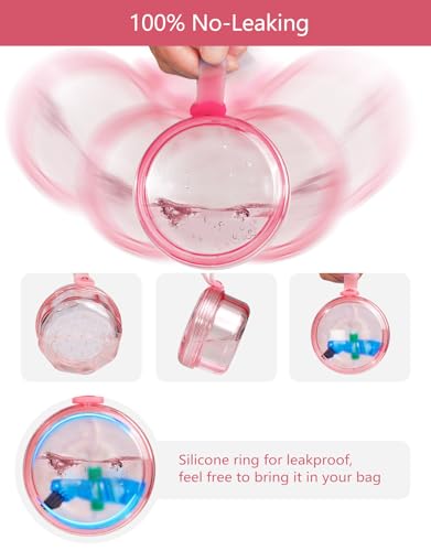 No Leak Non-Slip Denture Case with Strainer & Brush, for Retainer & False Teeth, Dishwasher Safe, Transparent Pink - color: Transparent Pink