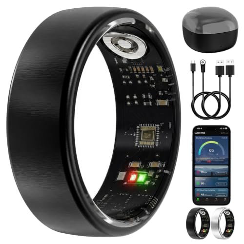 Smart Ring Wearable Health Metrics Monitor, Black, Size 12 - color: Black, size: 12