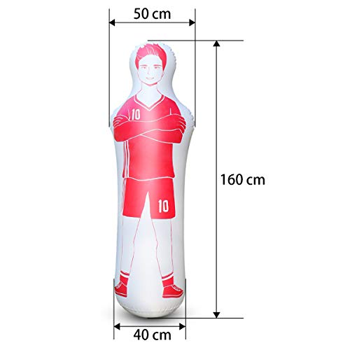 SUNSHINEMALL Inflatable Tackling Dummies for Football Practice Poles,Soccer Training Equipment Wall Dummy Goalkeepr Mannequin Basketball Defender Tumbler for Dribbling Passing Drills - color: Red