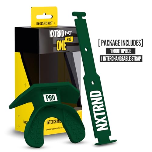 Nxtrnd One Pro Football Mouth Guard, Interchangeable Strap, Fits Adult & Youth (Dark Green) - color: Dark Green Pro