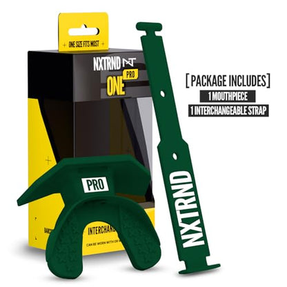 Nxtrnd One Pro Football Mouth Guard, Interchangeable Strap, Fits Adult & Youth (Dark Green) - color: Dark Green Pro