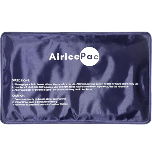 AiricePac Ice Packs for Injuries Reusable, Gel Cold Pack for Knee Neck Shoulder Ankle Elbow Hip Back Pain Relief, Cold Compress Therapy for Swelling, Bruises, Surgery, 7”x 11”, Blue - style: M 1 Pack
