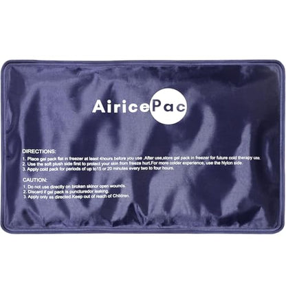 AiricePac Ice Packs for Injuries Reusable, Gel Cold Pack for Knee Neck Shoulder Ankle Elbow Hip Back Pain Relief, Cold Compress Therapy for Swelling, Bruises, Surgery, 7”x 11”, Blue - style: M 1 Pack