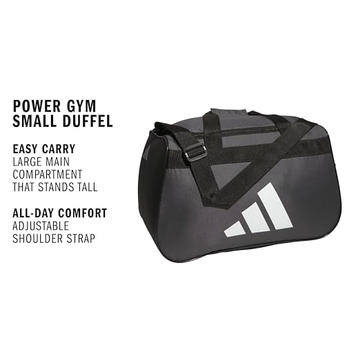 adidas Power Gym Bag – Lightweight Small Duffel, Team Dark Grey/White/Black, OSFA - color: Team Dark Grey/White/Black