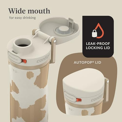Contigo x Ally Love Jackson Chill 2.0, Stainless Steel, Spill Proof Water Bottle with AutoPop Lid, BPA Free, 24oz, Oatmilk - color: Oatmilk, size: 24oz (Pack of 1), style: Ally Love