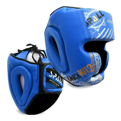 Spall Pro Boxing Headgear, Sparring Helmet for Fighting Sports Karate Boxing Martial Arts MMA and Taekwondo - color: Blue