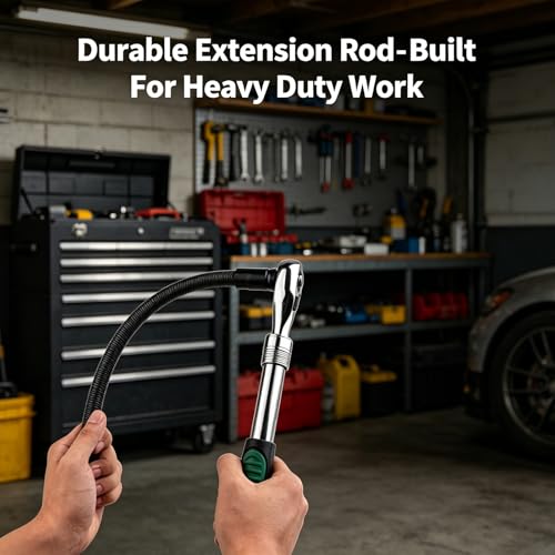 Flexible Socket Extension Bar, Flexible Connecting Rod, Wrench Sleeve Universal Extension Rod Set, 360° Adjustable for Impact Wrench & Automotive Repair - color: 250mm/9.84in