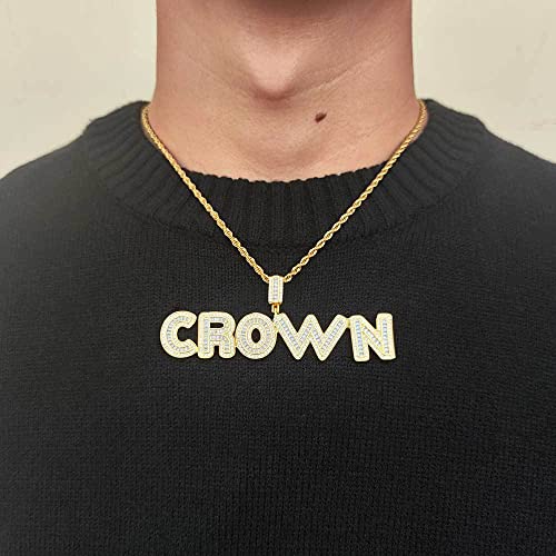 HIPBLING Custom Chain Iced Out Name Pendant Letter Necklace Personalized Diamond Jewelry with 24inch Rope Chain Rose Gold Silver Hip Hop Necklace Gift for Women Men - color: Gold, size: 2 letters