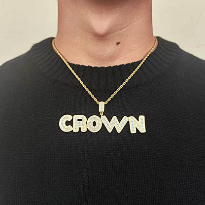 HIPBLING Custom Chain Iced Out Name Pendant Letter Necklace Personalized Diamond Jewelry with 24inch Rope Chain Rose Gold Silver Hip Hop Necklace Gift for Women Men - color: Gold, size: 2 letters
