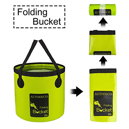 Collapsible Bucket 5 Gallon Container Folding Water Bucket Portable Wash Basin 20L - color: Green