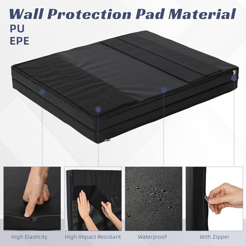 1-Piece Wall Pads for Gym, 2" Thick Wall Cushion Padding Basketball Court Garage Wall Mount Protector, 60" L x 24" W Anti Collision Exercise Mats for Basement Taekwondo - color: Black