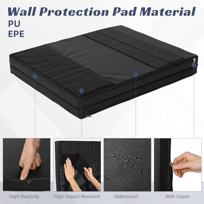 1-Piece Wall Pads for Gym, 2" Thick Wall Cushion Padding Basketball Court Garage Wall Mount Protector, 60" L x 24" W Anti Collision Exercise Mats for Basement Taekwondo - color: Black