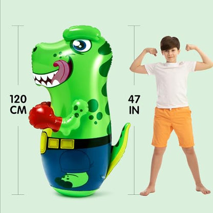 JOYIN Inflatable T.rex Dinosaur Bopper 47 Inches, Bop Bag Inflatable Punching Toy, Kids Punching Bag with Bounce-Back Action