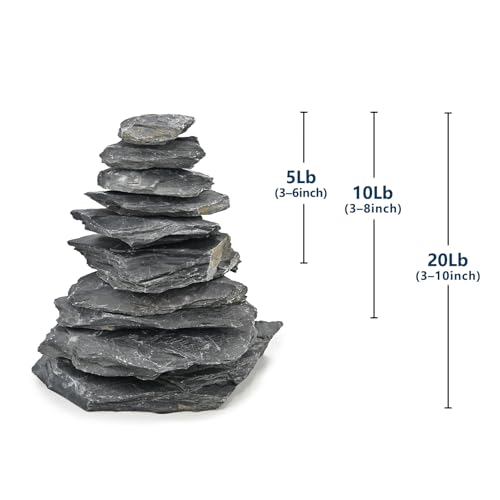 Natural Slate Rock 5lb Reptile Basking Stone Fish Tank Rocks for Aquarium Landscaping, Tank Decoration, Fairy Gardens,Reptile & Amphibian Enclosures 3-8 Inches