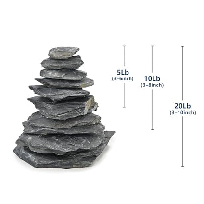 Natural Slate Rock 5lb Reptile Basking Stone Fish Tank Rocks for Aquarium Landscaping, Tank Decoration, Fairy Gardens,Reptile & Amphibian Enclosures 3-8 Inches