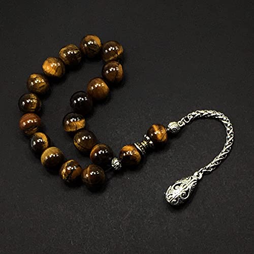 Design -Relaxing Stress Relief Big Beads Prayer Beads, Worry Beads, EFE Tesbih, Maskot Tesbih, Tasbih, Rosary (Relaxing Beads -12mm-17 Tiger Eye Natural Stone Beads)) - color: Relaxing Beads -12mm-17 Tiger Eye Natural Stone Beads)