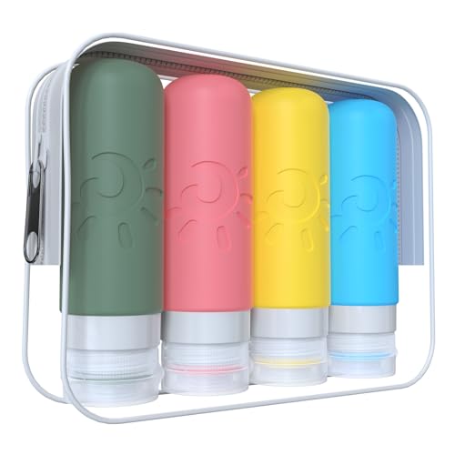 Zafit Travel Bottles for Toiletries, TSA Approved Travel Containers 3oz Leak Proof Travel Tubs Refillable Liquid Travel Accessories for Shampoo Conditioner Lotion Body Wash(Multicolored F) - color: Multicolored F