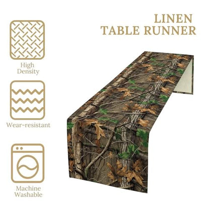 Camo Hunting Table Runners, Rustic Camouflage Camping Fashion Fall Woodland Cabin Wedding Coffee Table Runner, Farmhouse Style Table for Kitchen Dining Table WeddingGraduationParty 13x36in - color: Camouflage-2, size: 13x36 Inch