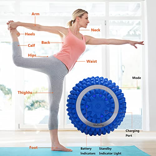 Vibrating Massage Ball 4-Speed High-Intensity Fitness Yoga Massage Roller, Relieving Muscle Tension Pain & Pressure Massaging Balls (Blue) - color: Blue