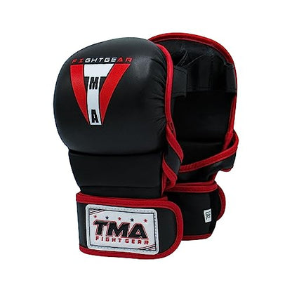 TMA MMA Gloves Sparring Grappling, Hybrid Martial Arts Mitts Men Women, Muay Thai, Punching Bag Kickboxing - size: Small-Medium