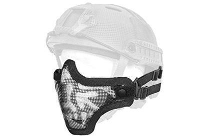 DLP Tactical Quick Release Mesh Steel Face Mask for ARC Rail Equipped Fast/ACH/MICH Combat Helmet - color: Black Skull