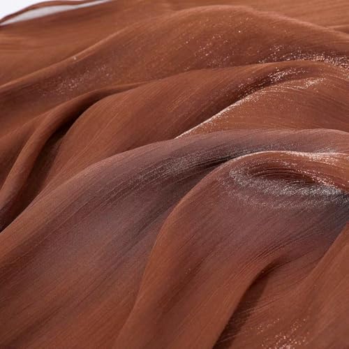 Organza Sheen Shimmer Crepe Hijab Scarf for Women Lightweight Sheer Shawl Wrap for Wedding and Evening Dresses - color: Rust