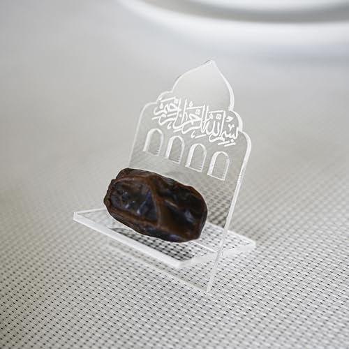 Ramadan Date Holder, Bismillah Islamic Calligraphy, Iftar Party, Ramadan Table Decoration, Eid Mubarak Gift (6 Pcs, Dome Design, Transparent) - color: Transparent, size: Dome Design