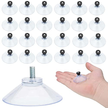 AccEncyc Suction Cup 40 mm Glass Suction Pads Clear PVC Sucker Pads Suction Holder Without Hooks for Bathroom Wall Door Glass Window Car Shade (Black, 24pcs) - size: 24Pcs Black