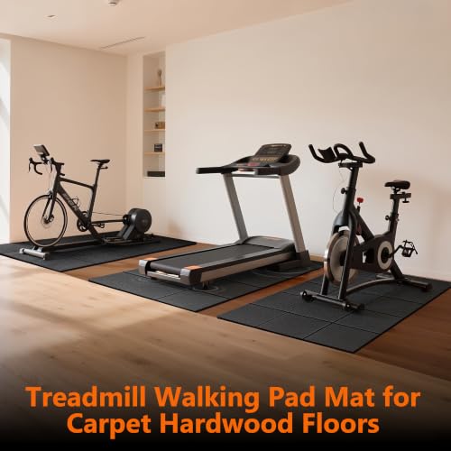 THAILE Gym Equipment Mat, 79" x 39"x 0.14" Exercise Equipment Mat | Heavy-duty floor protector for treadmills, ellipticals, bikes and weight equipment; reduces vibration, noise and floor damage - size: 79"L x 39"W x 0.1"Th