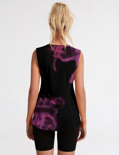Avoogue Womens Tank Tops Sleeveless Workout Tank Tops Quick Dry UPF 50+ Sun Athletic Shirts Running Gym Yoga Baseball Clothes - color: Black Polka Dots, size: Large