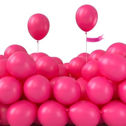 PartyWoo Hot Pink Balloons 50 pcs 5 Inch Small Mini Dark Pink Magenta Fuchsia Latex Balloons for Wedding Baby Shower Gender Reveal Valentine's Day Bachelorette Birthday Party Decorations Pink-Y12 - color: Pink-y12, size: 5 inch