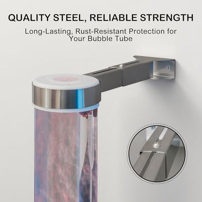 Adjustable Stainless Steel Wall Bracket for Aquarium/Bubble Tube Lamps - 15cm Dia Dual-Rail Holder (10-19cm) Child-Safe Anti-Slip Base for Sensory Rooms, Schools, Daycare