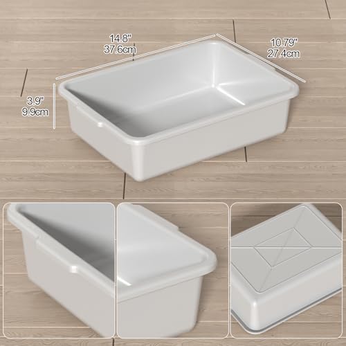8 L Plastic Bus Tubs, Small Commercial Bus Tub Tote Box, 5 Packs | Light Gray Food Service Bus Boxes, Dirty Dish Utility Tub - size: 8 L